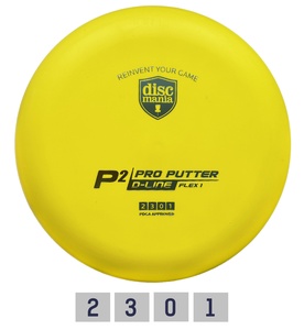 Diskgolfo diskas Putter D-LINE P2 FLEX 1 Yellow